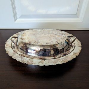 Vintage Early American International Silver Company Oval Serving Dish & Lid